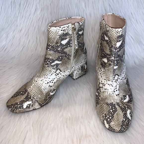 ZARA Snakeskin Cap Toe Leather Boots Snake Ankle Heeled Booties, Black/ White - Picture 6 of 11